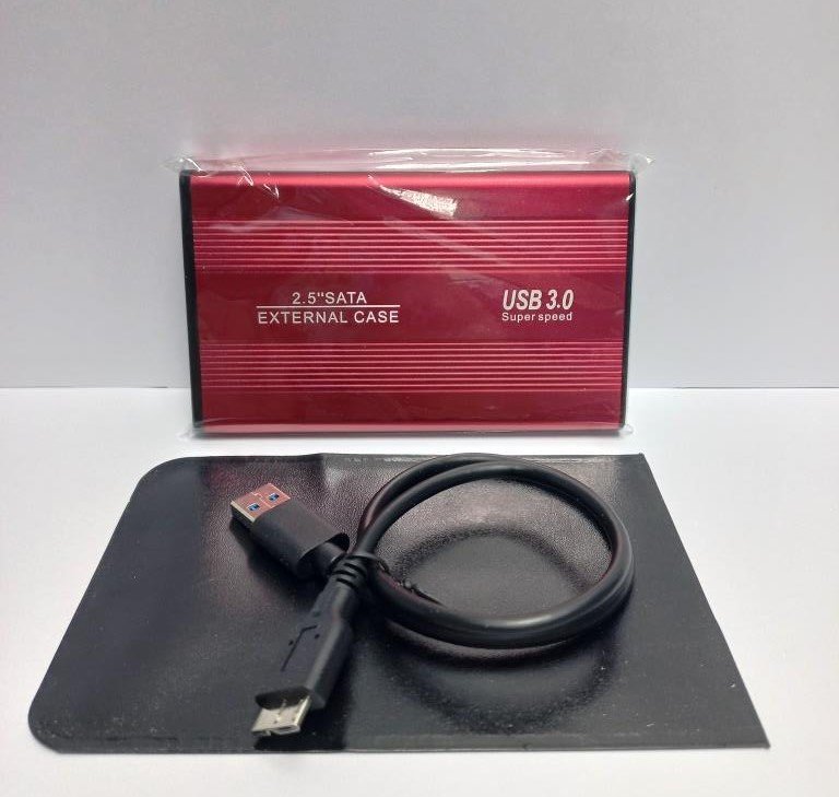 Caja / Adaptador de Disco Duro Sata de 2.5 pulg a USB 3.0, Metalica, Color Rojo