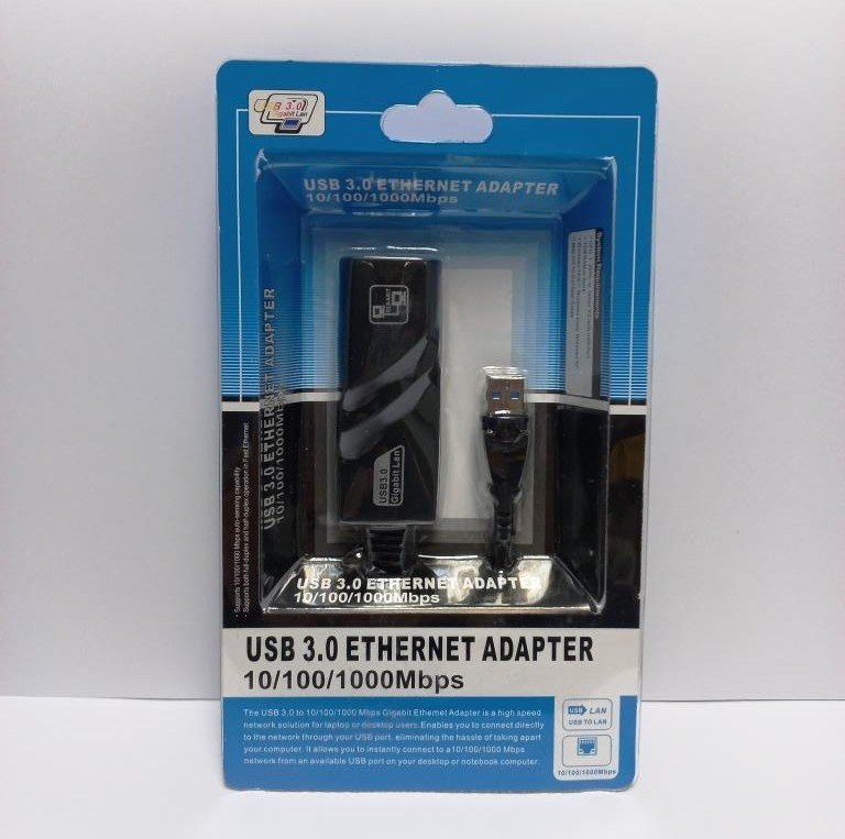 Convertidor / Adaptador de USB 3.0 a Ethernet RJ45, 10/100/1000Mbps, 3 meses de garantia
