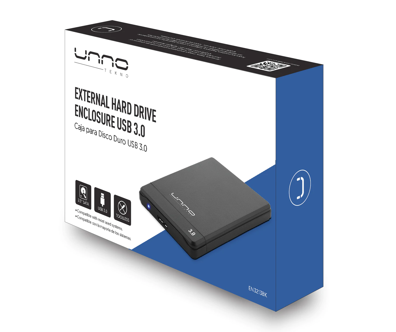 Caja para Discos Duros SATA, USB 3.0 UNNO-TEKNO, EN3213BK