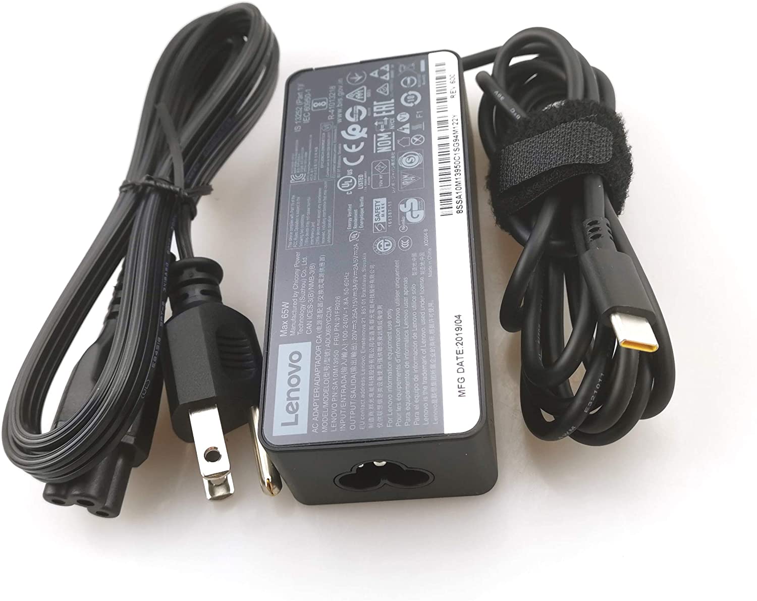 Cargador Lenovo Thinkpad 65W USB-C, 20v, 3.25amp, Mkt: SA10M13950, MODEL: ADLX65YCC3A, FRU: 01FR026